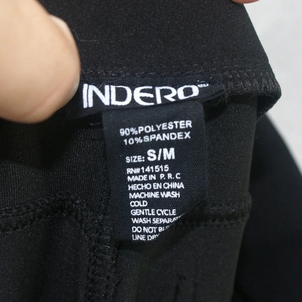 Indero Scuba Knit Black Stretch Pants Mens S/M Elastic Waist Button Accent